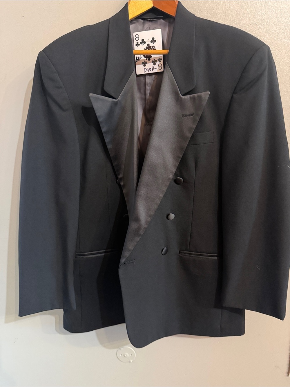 Dior Black Double-Breasted Satin Peak Lapel Tuxedo Blazer